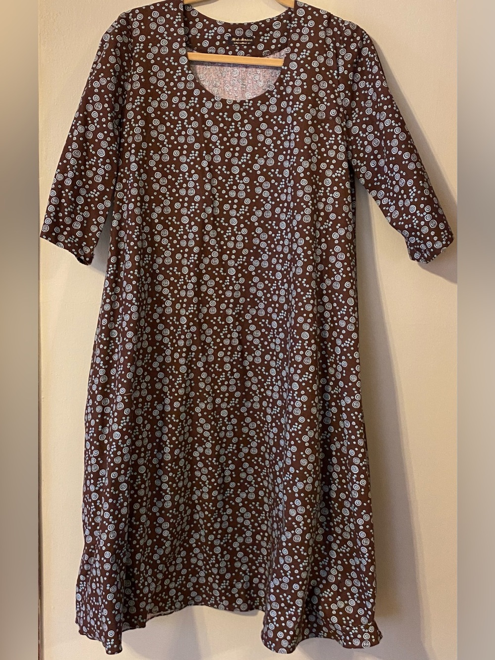 Hutchinson Handcrafted A-line Swing brown Dress midi/maxi L/XL
